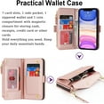 thumbnail image 3 of for iPhone 12 pro Wallet case,iPhone 12 Phone case with Zipper Card Holders for Women Slots Crossbody Flip Folio Book Cover with Credit Card Holder Men case - Rose Gold, 3 of 12