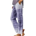 thumbnail image 3 of QATAINLAV Linen Pants Women Vintage Lounge Straight Leg Pants Fashion Print Lounge Trousers Plus Size Slacks with Pockets Purple XXXL, 3 of 6