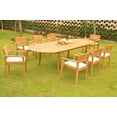 thumbnail image 6 of Teak Dining Set: 8 Seater 7 Pc: 117" Oval Table & 8 Montana Stacking Arm Chairs Outdoor Patio Grade-A Teak Wood WholesaleTeak #WMDSMTd, 6 of 6