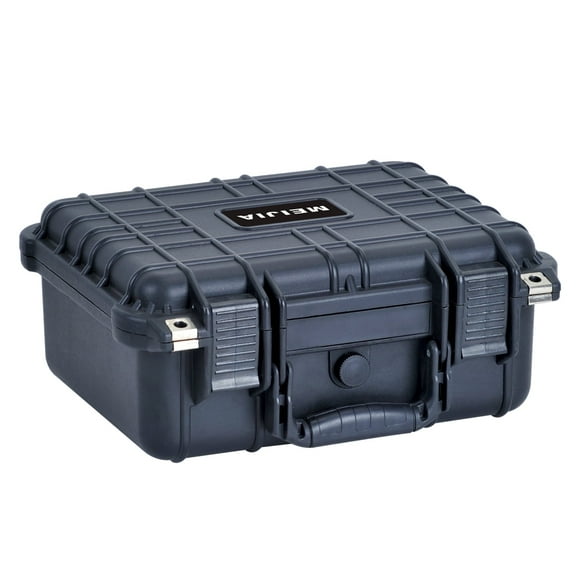 MEIJIA Portable All Weather IP67 Waterproof Hard Case with Foa,Fit Use of Drones,Camera,Equipments,Pistols,Elegant Black,13.35 x11.63x5.98inches