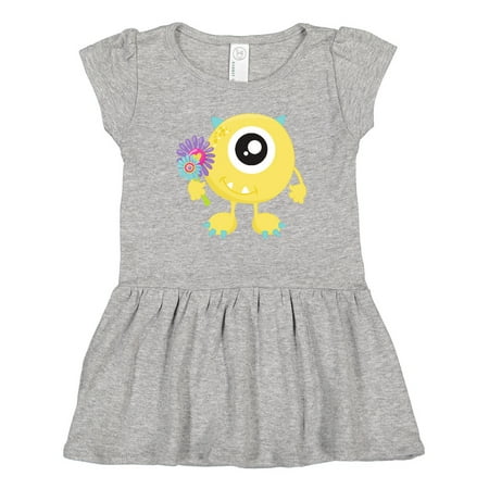 

Inktastic Spring Monster Yellow Monster Flowers Horns Gift Toddler Girl Dress