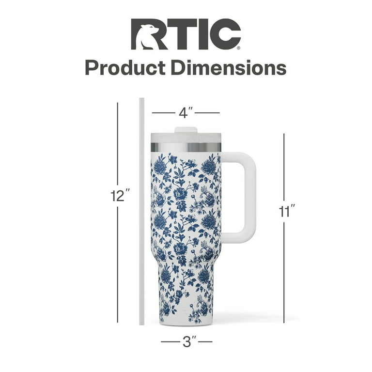RTIC 40 oz Ceramic Lined Road Trip Tumbler, Leak-Resistant Lid