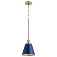 thumbnail image 3 of 877-3280 Quorum Lighting 1 Light Cone Pendant in Transitional style - 8 inches wide by 9.75 inches high-Blue/Aged Brass Finish    -Traditional, 3 of 4