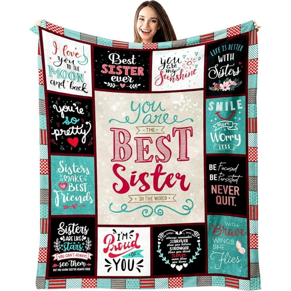 Sisters Gifts from Sister, Birthday Gifts for Sister from Brother, Gifts for Sisters from Sisters Adult, Sister Birthday Graduation Gift Throw Blanket 60 x 50 Inch, Big Sister Birthday Gifts for Girls
