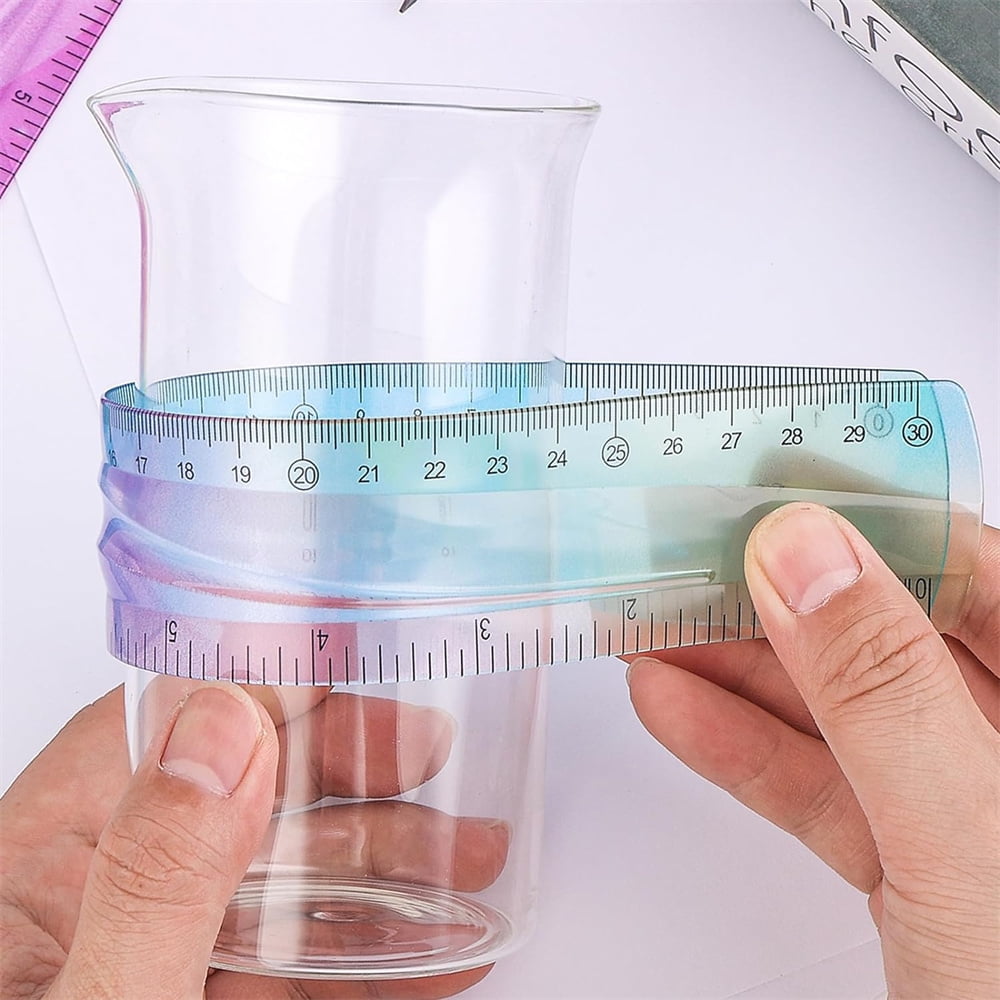 Artrylin 2pcs Flexible Rulers, 12 inch/30 cm Bendable Rulers Soft Plastic Bendy Ruler Bulk Gradient Colorful Flex Ruler Set with Inches and Metric for Students Classroom Office