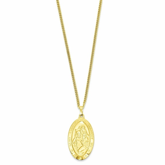 Kelly Waters Gold-plated Large Oval St. Christopher Medal 24 inch Necklace Q-KW424-24