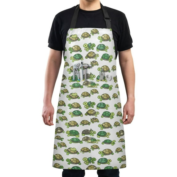Various Cartoon Turtles Kitchen Apron with 2 Pockets Adjustable waterproof Cooking Aprons for Women Men Chef