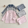 thumbnail image 4 of YunPes Boys Ribbed Loungewear Set Notch Collar Long Sleeve Shirts + Loose Fit Pants Kids Spring/Fall Soft Textured Outfits, 4 of 5