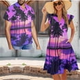 thumbnail image 3 of Yuyamidu Matching Hawaiian Outfits for Couples Palm Tree Dress for Women Mens Hawaiian Shirt Womens Beach Dress Matching Vacation Outfits for Couples Ruffle Sleeve V Neck Flowy Sun Dress, Size 2XS, 3 of 8