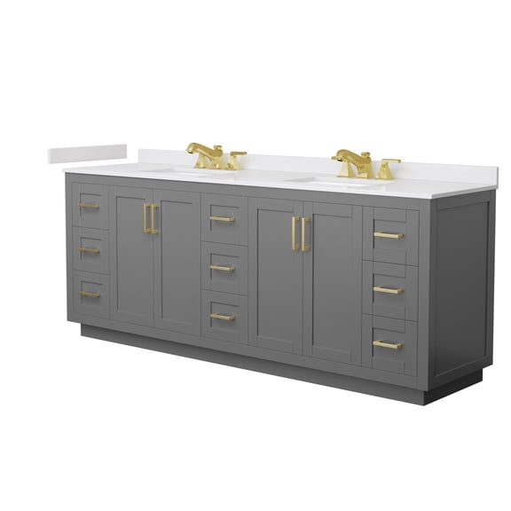 Wyndham Collection WCF292984DGGWCUS3MXX Miranda 84" Free Standing Double Basin Vanity Set