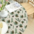 thumbnail image 5 of Christmas Round Fitted Tablecloth Best for 48"-52" Xmas Holly Pinecone Table Cloth Elastic Edge Waterproof Stain Resistant Washable Holiday Botanical Winter Table Cover for Party Picnic Decor, 5 of 7