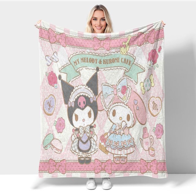 Bonita manta Kuromi, súper suave, regalo, acogedora y cálida manta de forro polar, mullida y ligera, para cama, sofá, sofá cama para todas las estaciones, para niños y niñas, 60 x 50 pulgadas