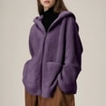 thumbnail image 4 of QATAINLAV Womens Warm Fuzzy Zip Up Hoodie Jackets Fall Winter Faux Fur Coats Outdoor Long Sleeve Fleece Hooded Sweatshirts, Purple, XXXL, 4 of 7