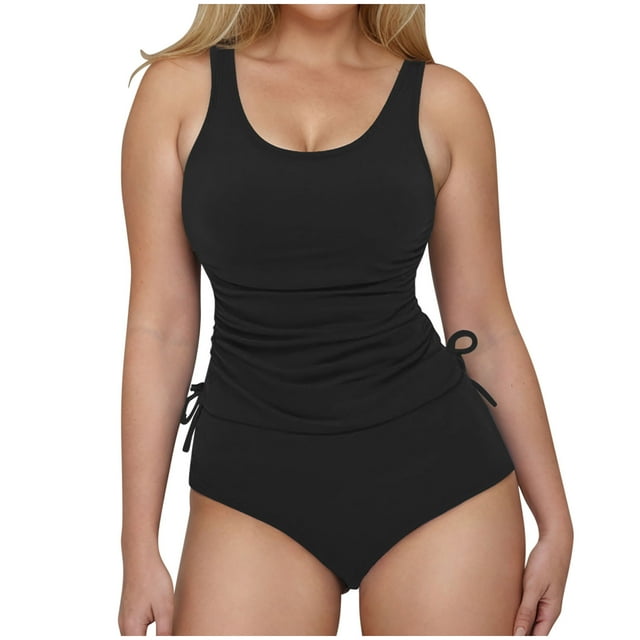 Conjunto de Trajes de Baño para Mujeres Cordón Sólido Ambos Lados Trajes de Baño, Cuello en V Trajes de Baño para Piscina Y Playa, Traje de Baño de Verano sin Negros Sexy