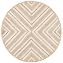 SAFAVIEH Natural Fiber Dudley Geometric Area Rug, Natural/Ivory, 6' x 6' Round