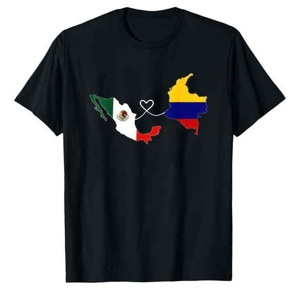 AALJY Half Colombian Half Mexican Flag Map DNA Mexico Colombia T-Shirt