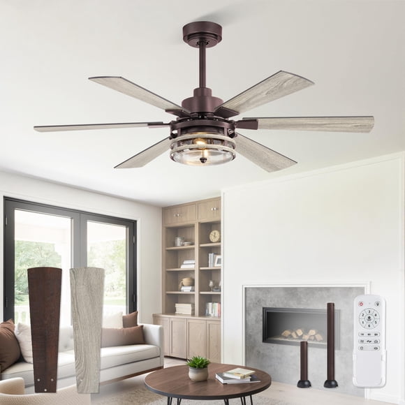 Ventilador de techo Fanbulous 48" 6 aspas con luz y control remoto, motor DC de 6 velocidades