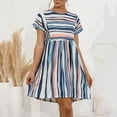 thumbnail image 3 of EIMELI Robe Décontractée pour Femmes Robe d'Été Col Rond Rayée à Boutons Mini Robe Décontractée Vêtements pour Femmes G Bleu, 3 of 9