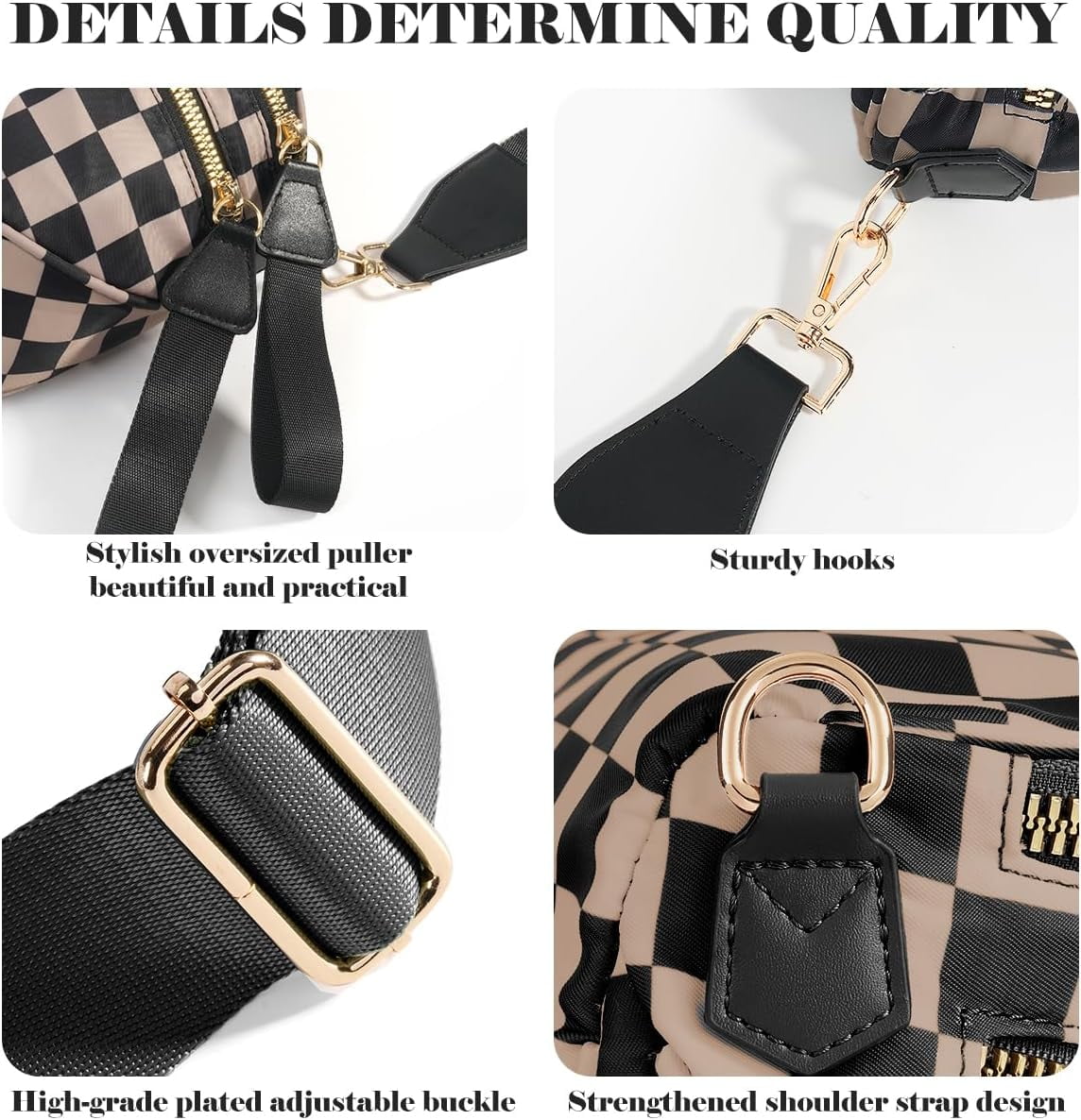 Checkered Crossbody Bag Bum Bag for Women Spacious Fanny Packs Belt Bag