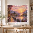 thumbnail image 5 of Floral Garden Mediterranean with Village Sunset Stone Bridge, Mystical Fantasy for Space Lovers, Galaxy Room Decor, Valentine'S Day Gift, Tapestry Wall Hanging for Bedroom and Dorm, 5 of 7