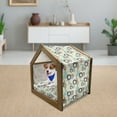 thumbnail image 3 of Vintage Pet House, Abstract Pattern of Old Fashioned Exotic Flowers Retro Revival Blossoms, Outdoor & Indoor Portable Dog Kennel with Pillow and Cover, 5 Sizes, Seafoam Brown Green, by Ambesonne, 3 of 5