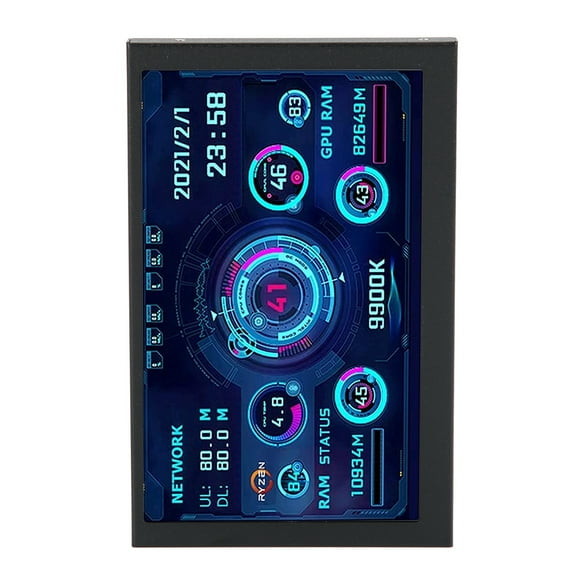 Mini ITX PC Case Monitor, Horizontal Vertical Switching Energy Saving PC CPU Data Monitor For Home