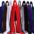 thumbnail image 3 of 1 Uds. Capa con capucha de terciopelo de vampiro Medieval bata larga capas de bruja disfraz de Halloween, 3 of 4