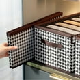 thumbnail image 3 of Mistaha Foldable Fabric Storage Box with Houndstooth Print and Handles - Waterproof Closet Organizer for Clothes, Toys, and More - Portable and Stackable - Modern Style with Lid - 44*30*20cm - 6 Grids, 3 of 6