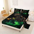 thumbnail image 2 of Manfei Halloween Themed Cats Bed Sheets,Cartoon Alphabet R Full Size Sheets,Green,4pcs,1 Flat Sheet, 1 Fitted Sheet and 2 Pillowcases, 2 of 6