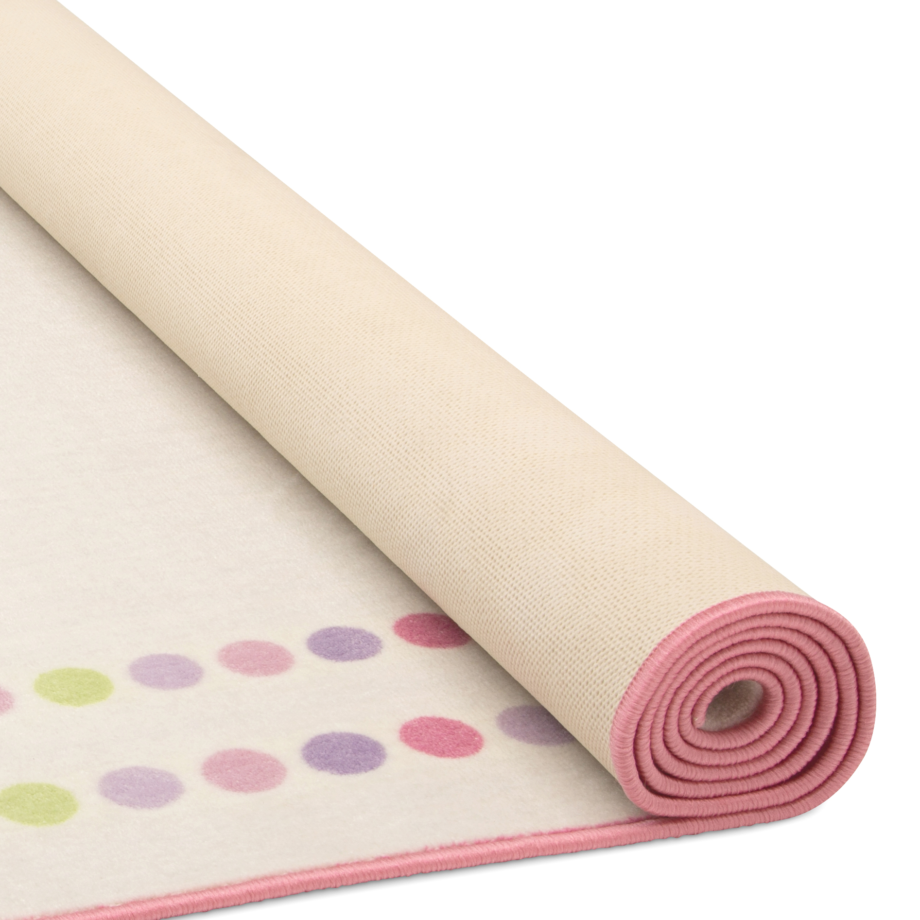 Delta Children Kids Pearl Dot Rectangle Area Rug, 53-Inch x 59-Inch, Cream/Pink