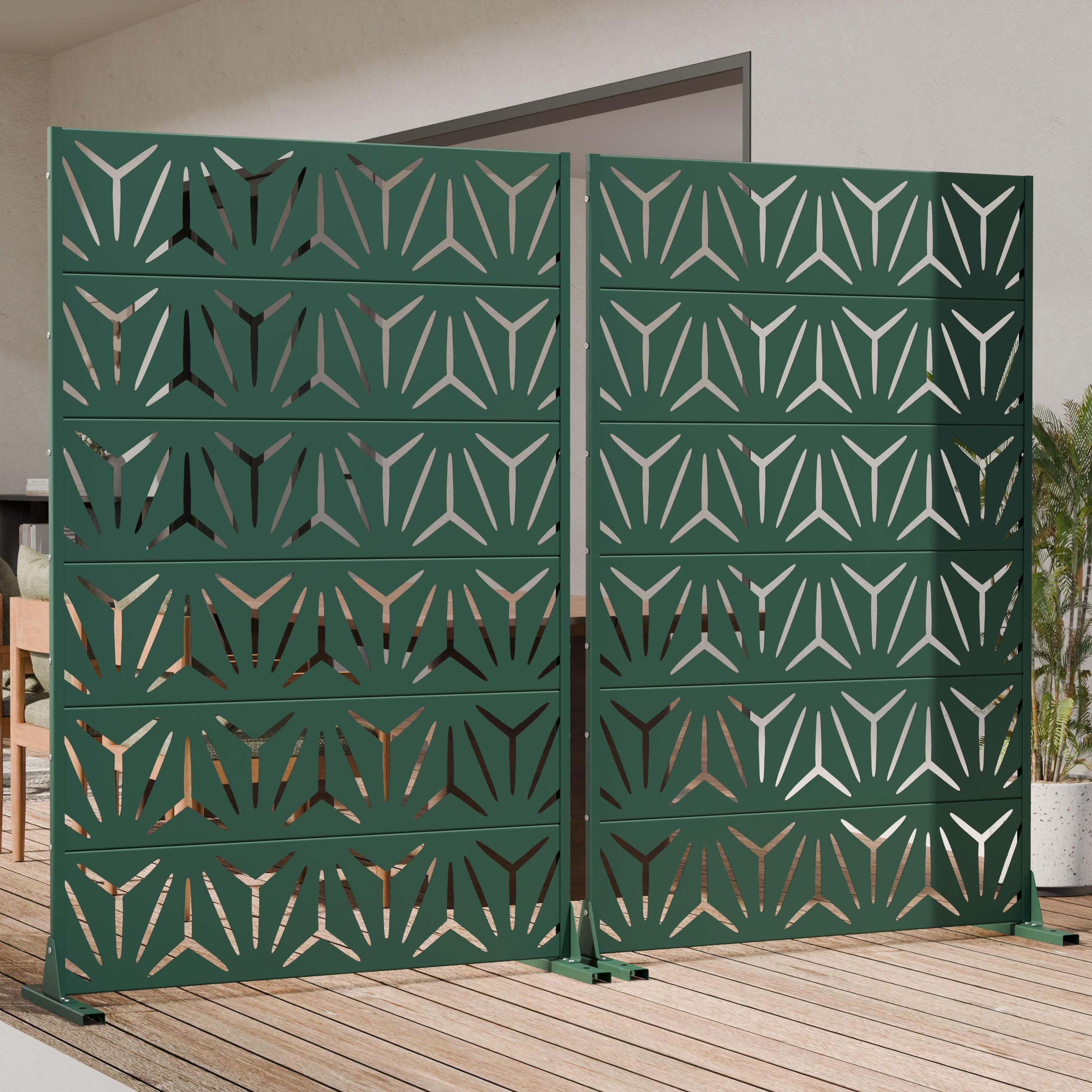 MAYEERTY 6 Panels Metal Outdoor Privacy Screen Garden Divider Patio Backyard Decorative Privacy Fence Panel, 72×47.2×15.7in