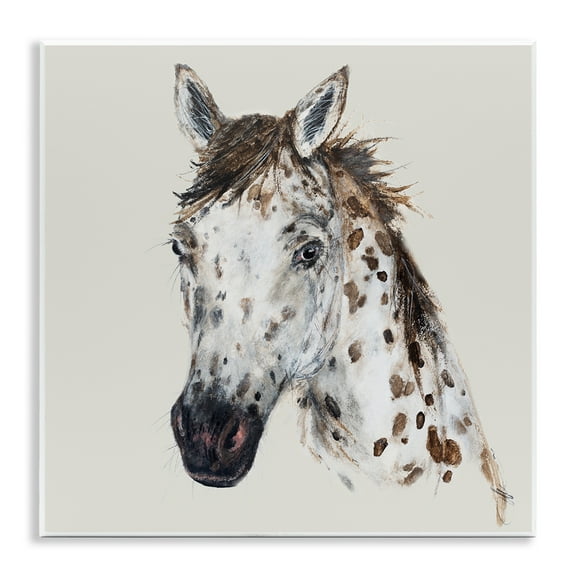Stupell Industries Charming Spotted Horse Animals Painting Unframed Art Print Wall Art, 12 x 12