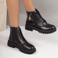 thumbnail image 6 of Purcolt Ankle Boots for Women Dressy Casual PU Leather Round Toe Block Heel Lace-up Short Booties Comfort Slip on Dress Shoes Streetwear with Side Zipper, 6 of 9