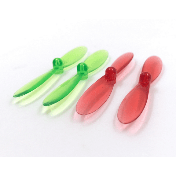 HobbyFlip Transparent Clear Red and Green Propeller Blades Props Rotor Set 55mm Compatible with Hubsan X4 H107C