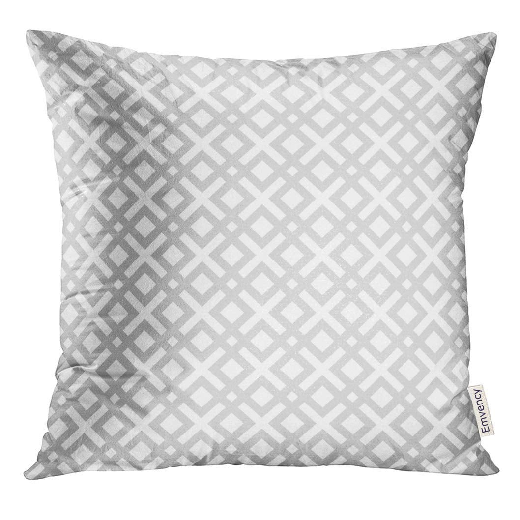 BSDHOME Gray Geo Grey Squares Geometric Pattern Interlocking Pillow