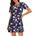thumbnail image 1 of Disketp Colorful Jellyfish para Camisón Corto de Manga Corta para Mujeres, Camisón Cómodo con Escote Redondo, Bonito y Confortable, 1 of 6