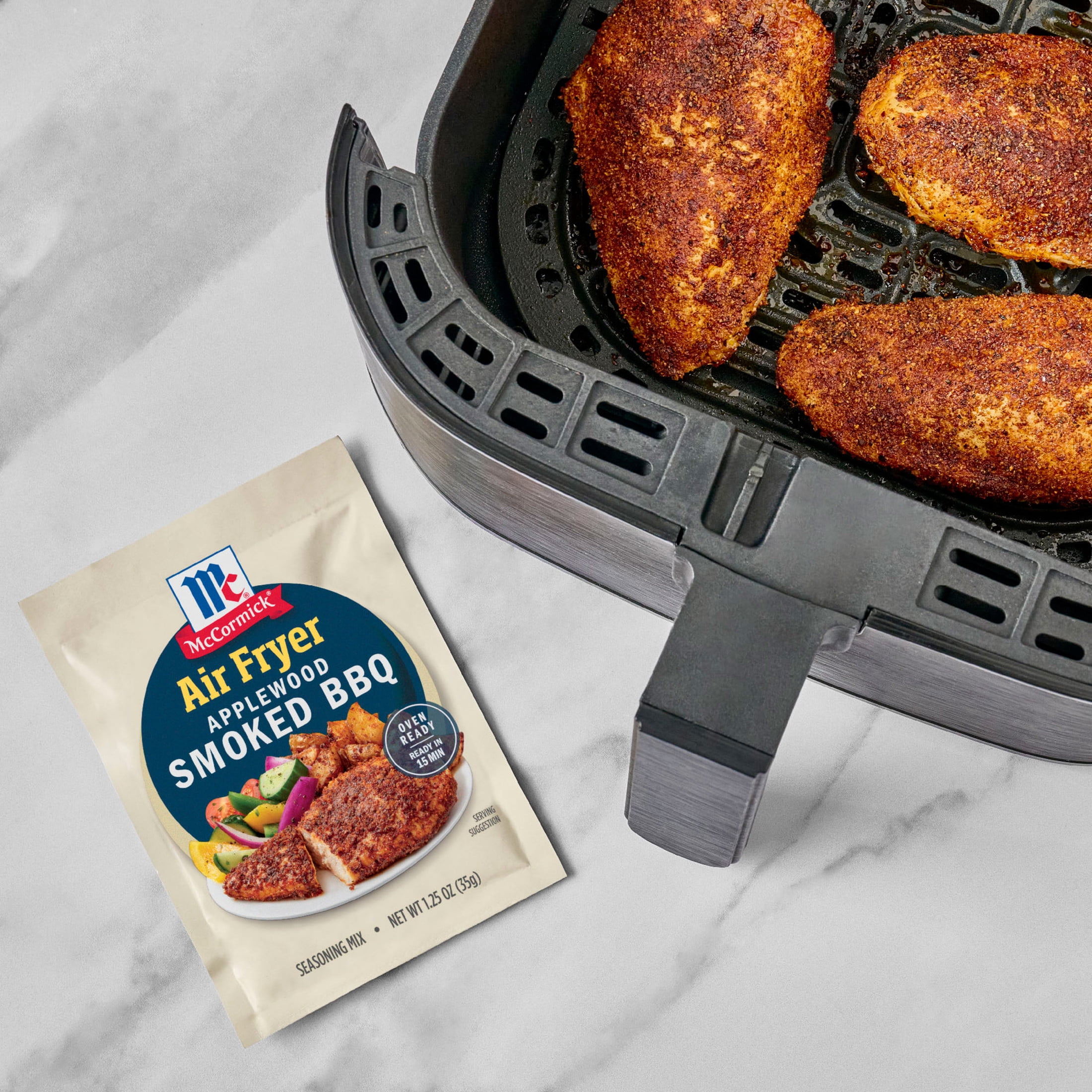 (6 pack) McCormick Air Fryer Applewood Smoked BBQ Seasoning Mix, 1.25 oz Packet