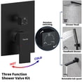 thumbnail image 6 of Kichae 12'' Wall Mount Shower Head System with Bath Tub Faucet，Matte Black 3 Function Shower Combo with Pressure Balance Valve and Diverter, 6 of 8