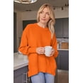 thumbnail image 6 of Women's Crewneck Batwing Long Sleeve Sweaters 2023 Fall Oversized Ribbed Knit Side Slit Pullover Tops, 6 of 13
