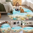 thumbnail image 6 of Blue Summer Beach 6ft Round Rugs, Coastal Starfish Shell Nautical Waves Washable Non-Slip Area Rugs for Living Room Bedroom Kitchen, Soft Low Pile Dining Room Kicthen Circle Carpet, Indoor Floor Rug, 6 of 9