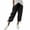 Black, variant on Womens Solid Color Capris Drawstring Waist Tie Cuff Casual Stylish Pants with Pocket for Spring Summer Women's Clothing Black L