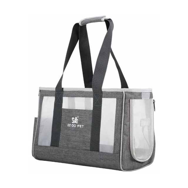 Chat Bolsa de Transporte, Bolsa de Transporte para Perros Transpirable y Plegable con Cojín Cómodo y Grueso para Viajes en Tren, Coche, Restaurante, Avión, Tela Oxford Gris Talla S (39 x 17 x 27 cm) esquí esquí Gafas de esquí