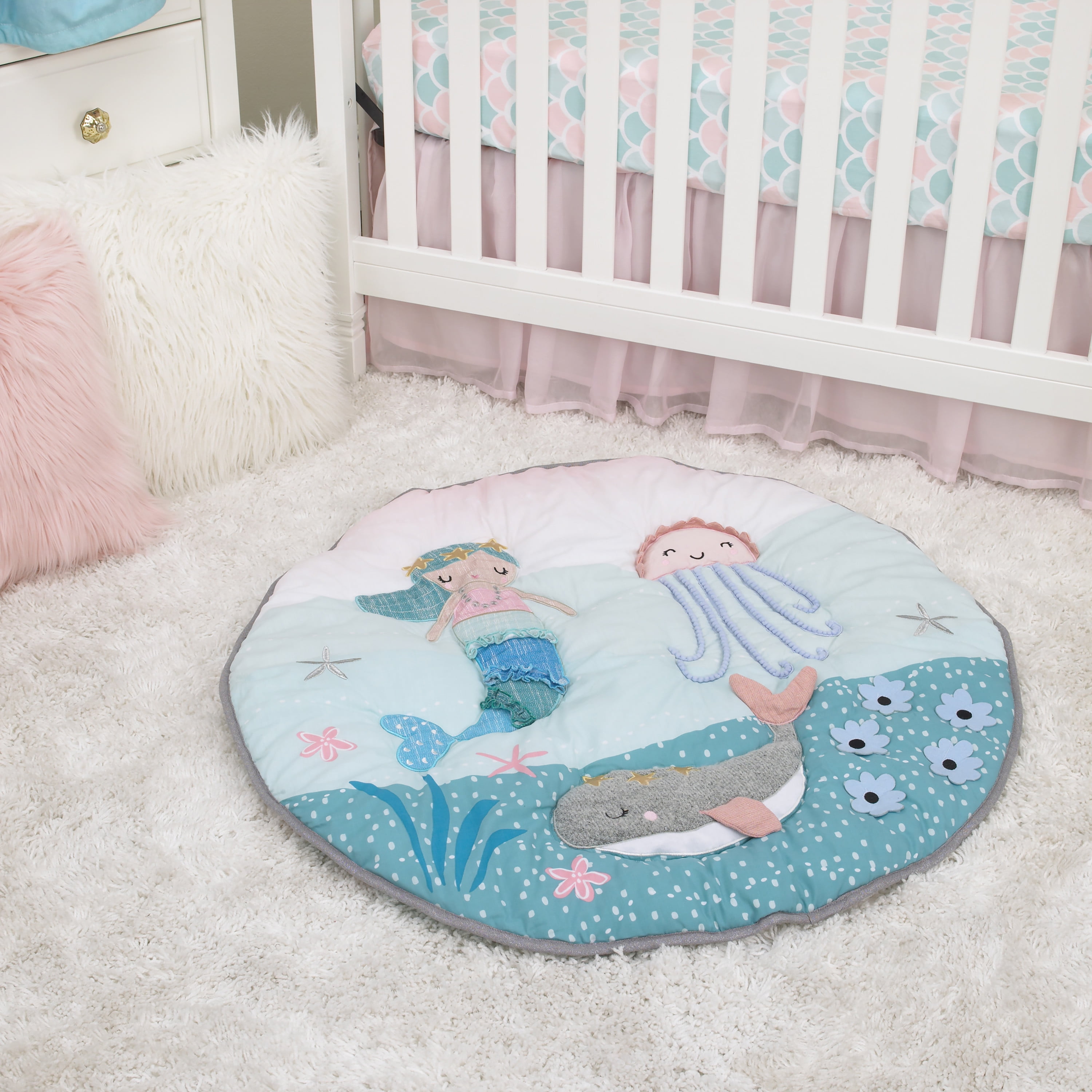 NoJo Sugar Reef Mermaid 4 Piece Nursery Crib Bedding Set Walmart