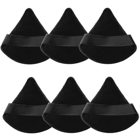6 Black Pieces of Triangle Powder Puff Makeup Sponge, Powder Black Makeup Sponge Esponja de Maquillaje para Rostro Powder Puffs forFace Powder Face Body Mineral Powder Makeup Tools (Black) (Black)