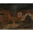 thumbnail image 2 of Olaf Isaachsen 14x12 Gold Ornate Wood Frame and Double Matted Museum Art Print Titled - Farm Interior from Setesdal (1860), 2 of 4