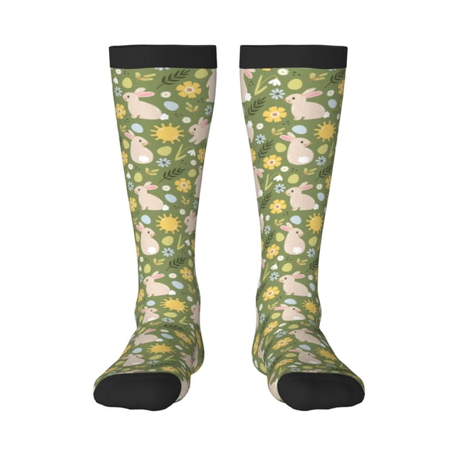 Gaeub Chaussettes Joyeuses Pâques Design Imprimé Extensibles Hautes pour Hommes Femmes Adolescents, Chaussettes de Softball Soccer pour Randonnée, Sport