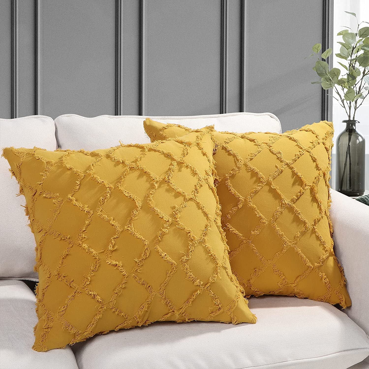 18''X18'Cotton Linen Pillow Case Sofa Waist Throw Cushion Solid Cover Home Decor 