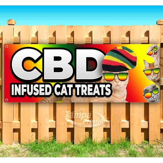 CBD Infused Cat Treats 13 oz Vinyl Banner With Metal Grommets