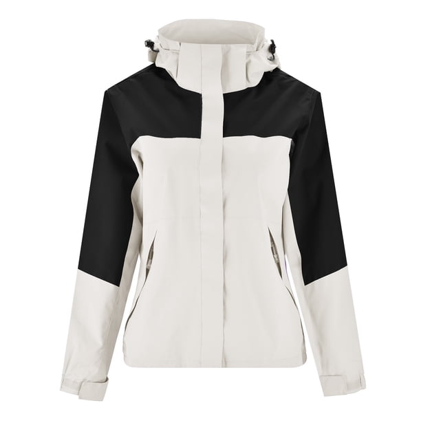 Gabardina para mujer y hombre Chaqueta cortavientos para mujer, color sólido, ligero, resistente al viento, elegante abrigo con capucha (Blanco, M)
