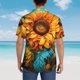 thumbnail image 4 of Fotbe Deep Yellow Colorful Sunflower Camisa Hawaiana para Hombre Unisex – Camisa Casual de Verano con Botones de Manga Corta de Algodón y Lino,Medium, 4 of 7